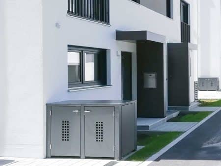 Doppel-Mülltonnenboxen und S.1 Vordächer